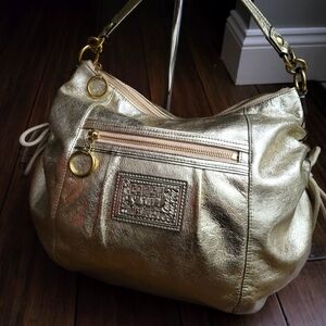 Coach Gold Poppy Hobo EUC